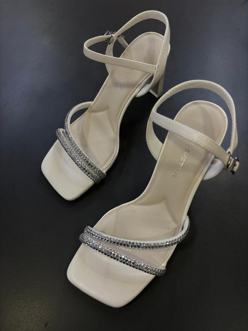 Rhinestone Embedded Open Toe Heels